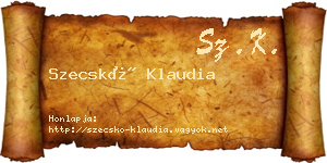 Szecskó Klaudia névjegykártya